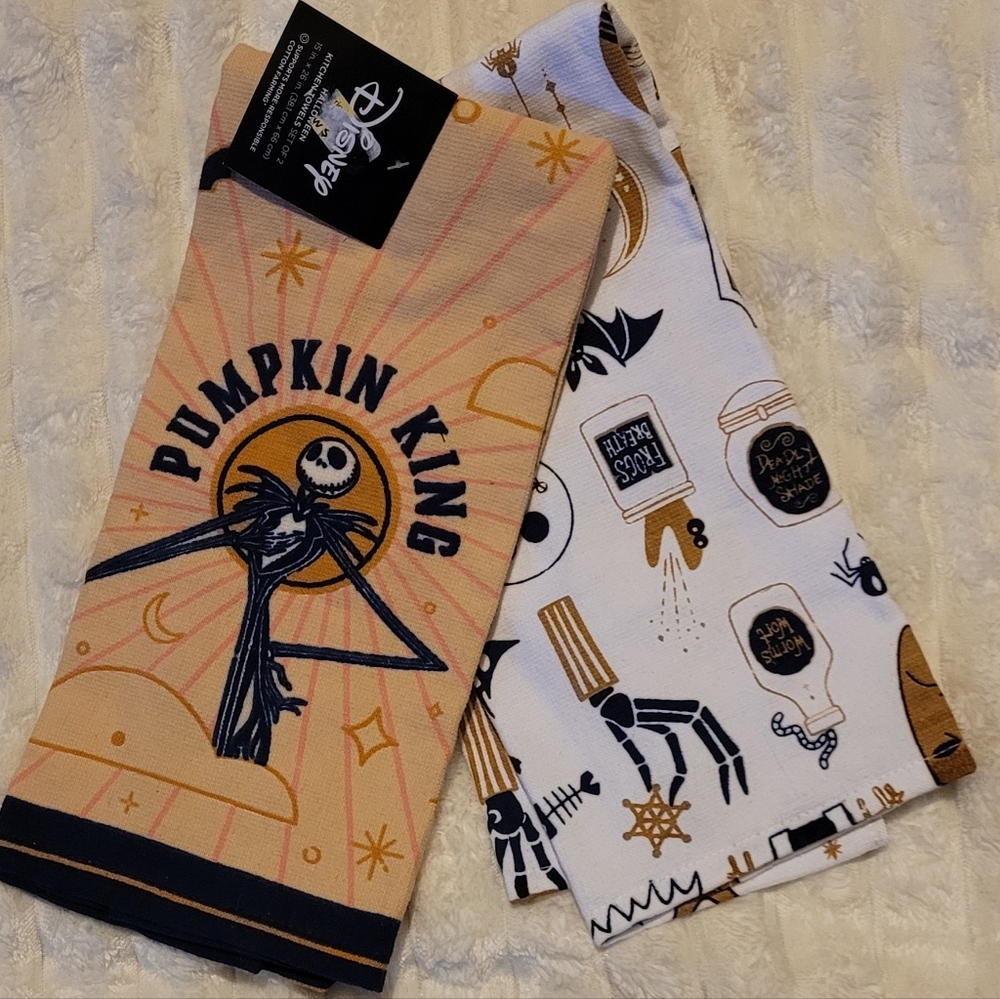 Disney Pumpkin King Nightmare Before Christmas Hand Towels Set - Orange & White
